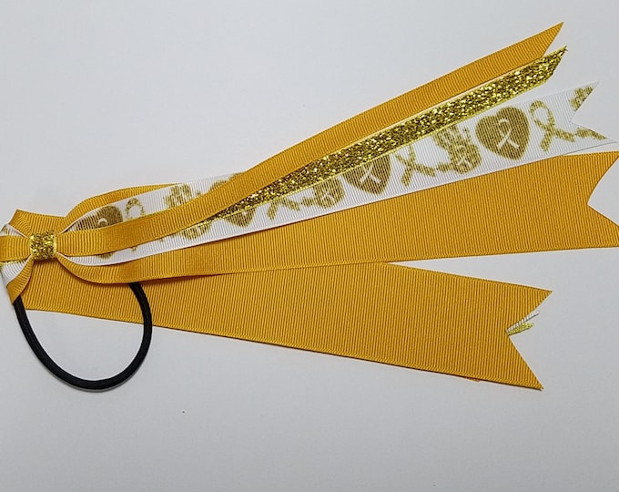 Childhood Cancer Awareness Ribbon Ponytail Streamer *You Choose Solid Color & Length*