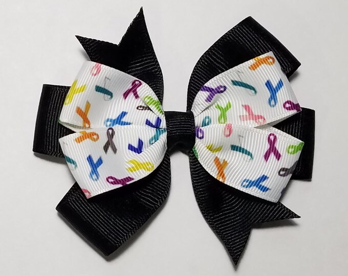 3.5" All Awareness Ribbons Hair Bow *You Choose Solid Bow Color*