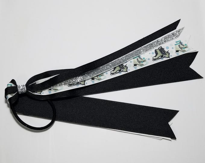 Ice Skating Ponytail Streamer *You Choose Solid Ribbon Color- Glitter Color & Length*