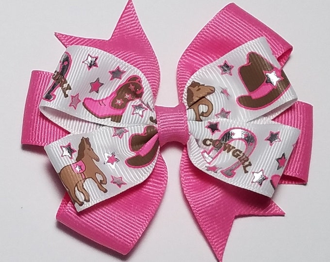 3.5" Cowgirl Hair Bow *You Choose Solid Bow Color*