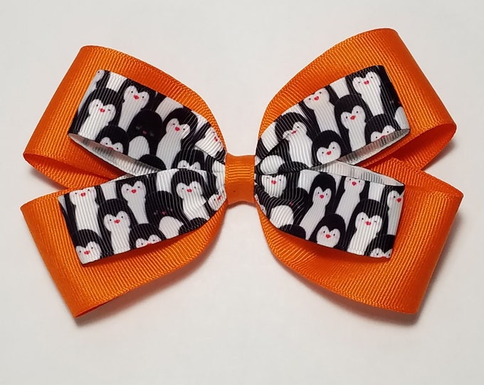 5" Penguin Hair Bow *You Choose Solid Bow Color*
