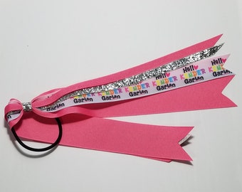 Kindergarten Ponytail Streamer *You Choose Solid Ribbon Color- Glitter Color & Length*