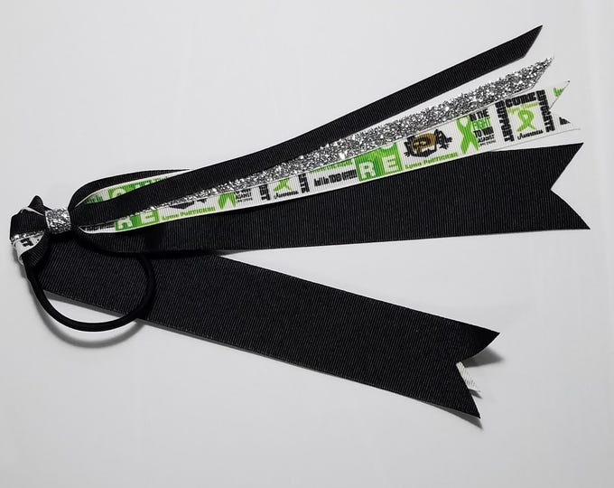 Lyme Disease Awareness Ribbon Ponytail Streamer *You Choose Solid Ribbon Color- Glitter Color & Length*