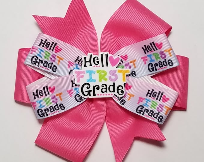 5" 1st Grade Hair Bow *You Choose Solid Bow Color*