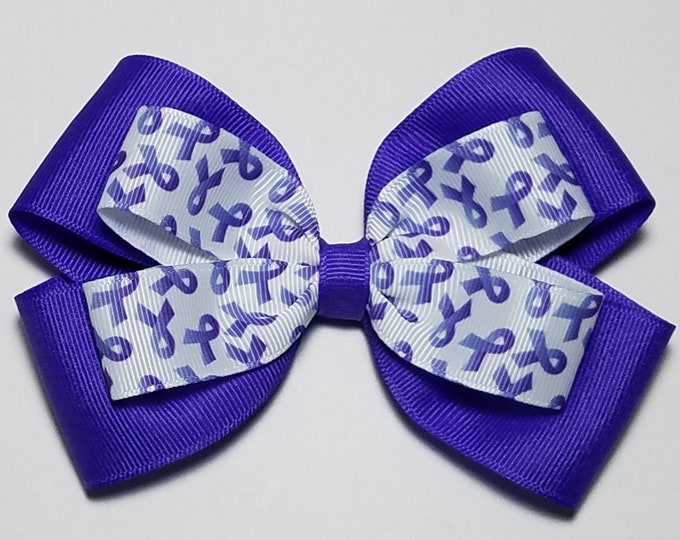 5" Periwinkle Purple Awareness Ribbon Hair Bow *You Choose Solid Bow Color*