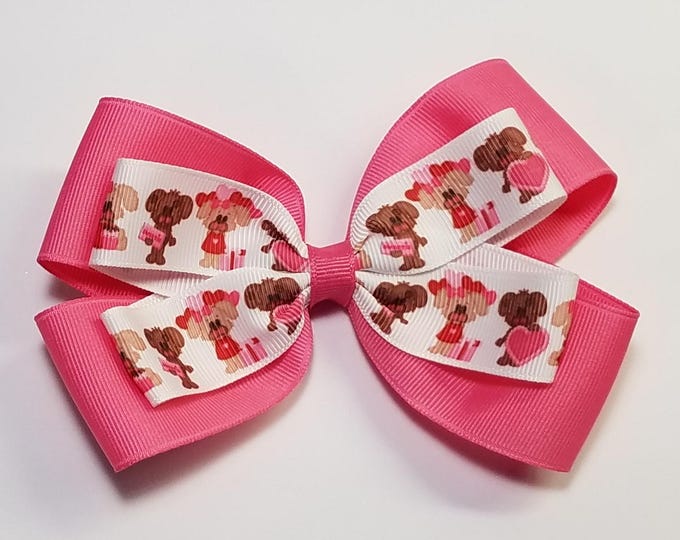 5" Puppy Dog Hair Bow *You Choose Solid Bow Color*