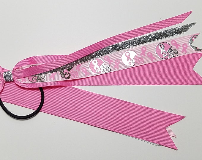 Breast Cancer Awareness Football Ponytail Streamer *You Choose Length*