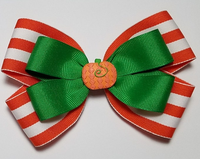 5" Pumpkin Hair Bow *You Choose Solid Bow Color*