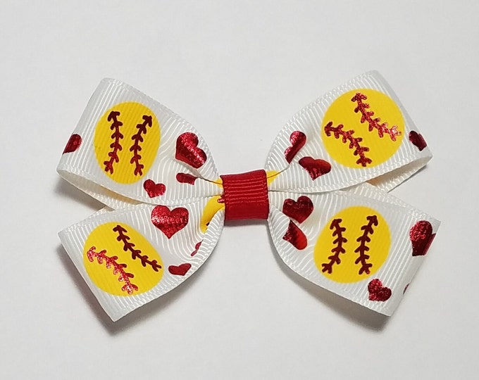 3" Softball Print Hair Bow