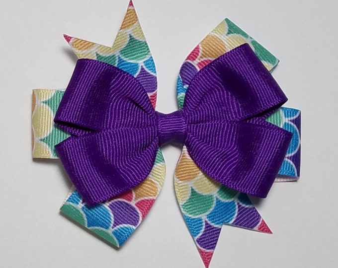 3.5" Mermaid Hair Bow *You Choose Solid Bow Color*