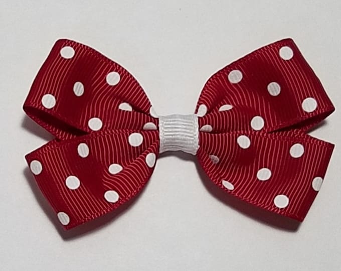 3" Cranberry Red Polka Dot Hair Bow