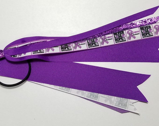 Lupus Purple Awareness Ribbon Ponytail Streamer *You Choose Solid Ribbon Color- Glitter Color & Length*