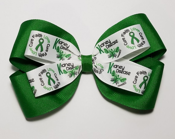5" Kidney Disease Awareness Ribbon Hair Bow *You Choose Solid Bow Color*