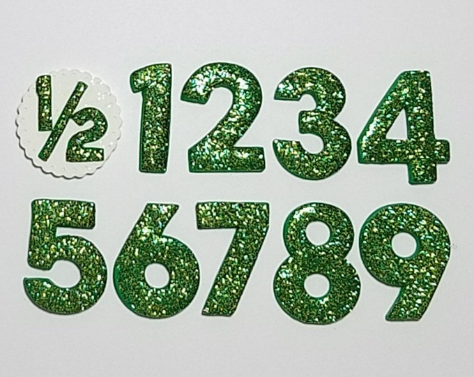 Green Glitter Birthday Number- Clay Glitter Number Hairbow Center- NOT CANDLES