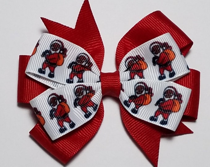 3.5" Santa Claus Hair Bow *You Choose Solid Bow Color*