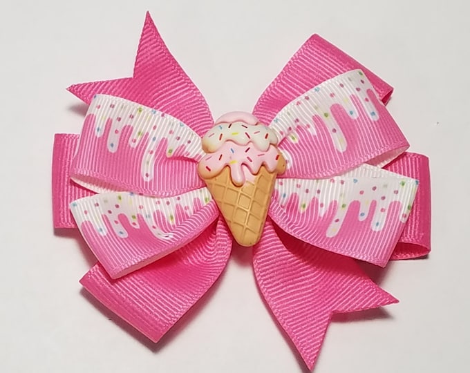 3.5" Ice Cream Sprinkles Hair Bow *You Choose Solid Bow Color*