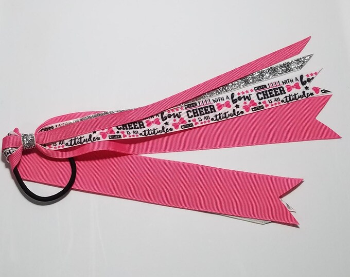Cheerleading Ponytail Streamer *You Choose Solid Ribbon Color- Glitter Color & Length*