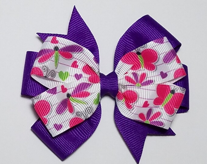 3.5" Dragonfly Hair Bow *You Choose Solid Bow Color*