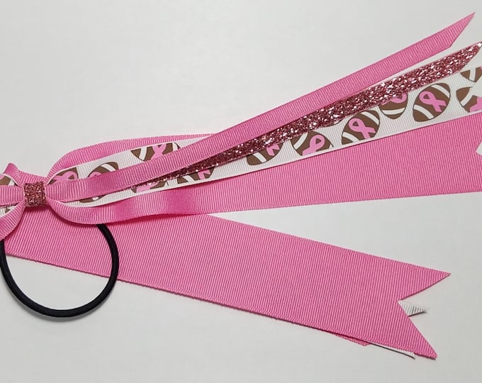 Breast Cancer Pink Awareness Football Ponytail Streamer *You Choose Length*