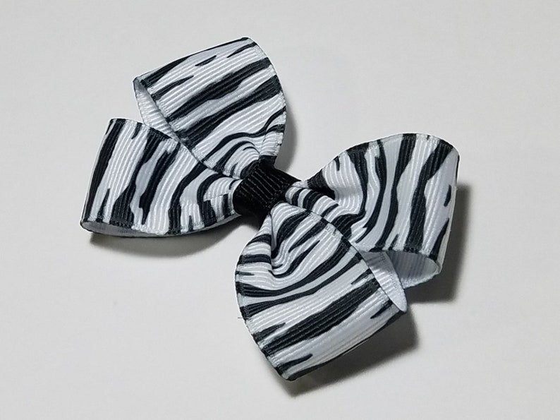 Zebra Hair Bow 3 Animal Print Black White Bow Zebra Etsy
