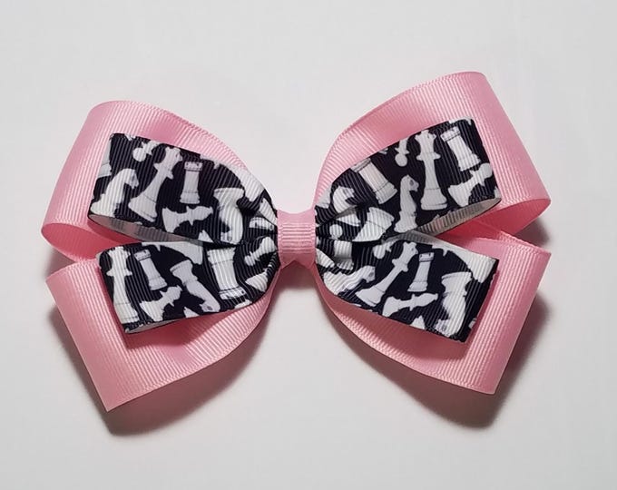 5" Chess Hair Bow *You Choose Solid Bow Color*