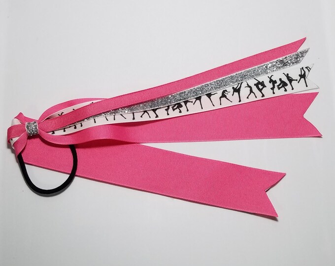 Figure Skating Ice Skating Ponytail Streamer *You Choose Solid Ribbon Color- Glitter Color & Length*
