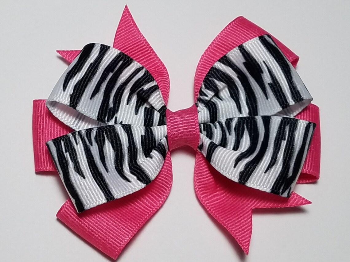 Zebra Hair Bow 3.5 Pink Zebra Clip Wild Animal Etsy