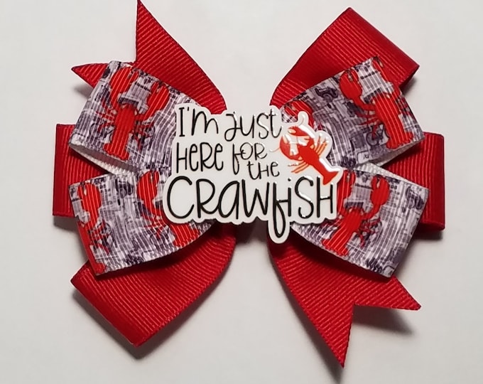 3.5" Crawfish Hair Bow *You Choose Solid Bow Color*