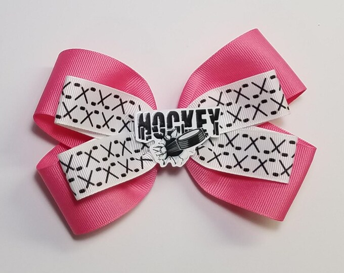 5" Hockey Hair Bow *You Choose Solid Bow Color*