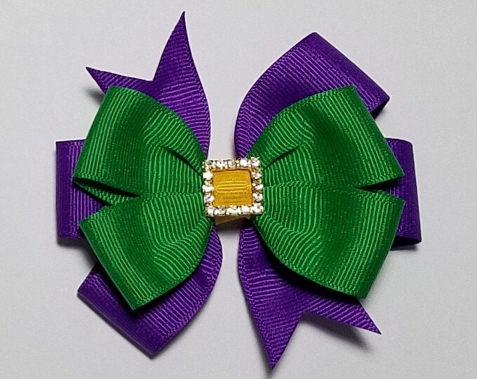 3.5" Mardi Gras Hair Bow