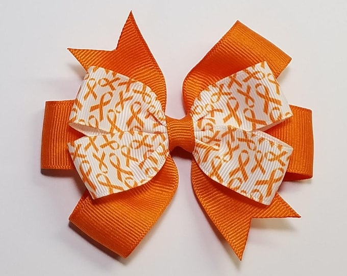 3.5" Orange Awareness Ribbon Hair Bow