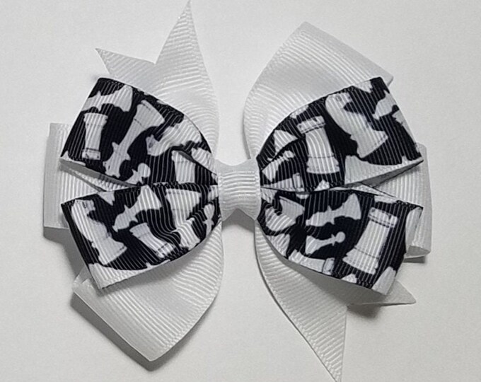 3.5" Chess Pieces Hair Bow *You Choose Solid Bow Color*