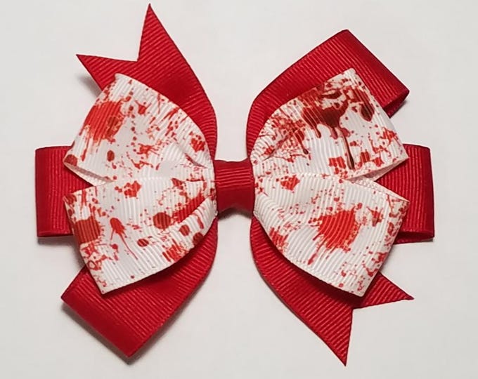 3.5" Blood Splatter Hair Bow *You Choose Solid Bow Color*