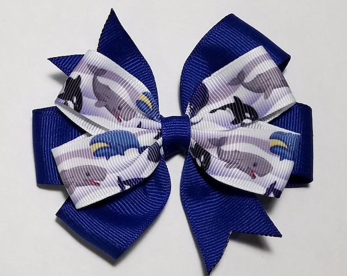 3.5" Ocean Animal Hair Bow *You Choose Solid Bow Color*