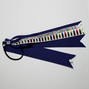 Crayon Ponytail Streamer *You Choose Solid Ribbon Color- Glitter Color & Length*