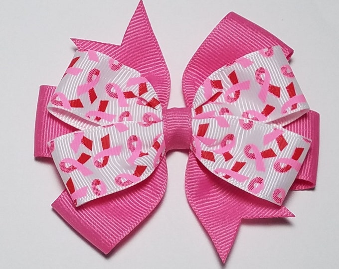 3.5" Pink & Red Awareness Hair Bow