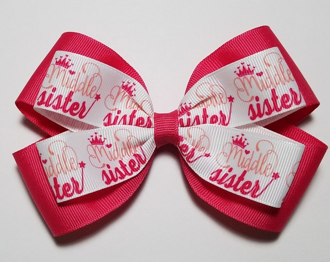 5" Middle Sister Hair Bow *You Choose Solid Bow Color*