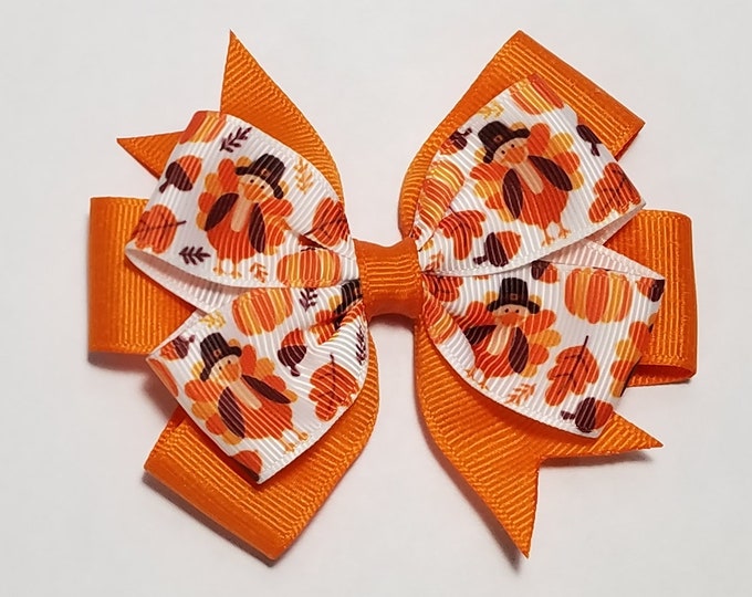 3.5" Turkey Hair Bow *You Choose Solid Bow Color*