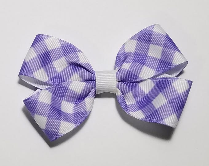 3" Purple Gingham Hair Bow