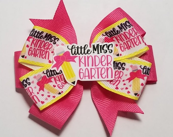 3.5" Kindergarten Hair Bow *You Choose Solid Bow Color*