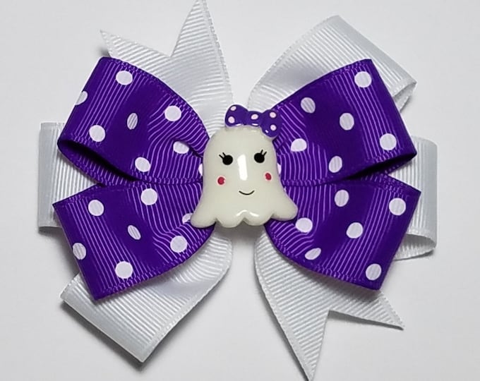 3.5" Ghost  Hair Bow *You Choose Solid Bow Color*