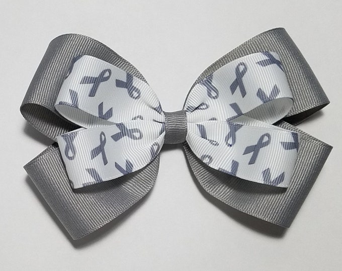 5" Gray Awareness Ribbon Hair Bow