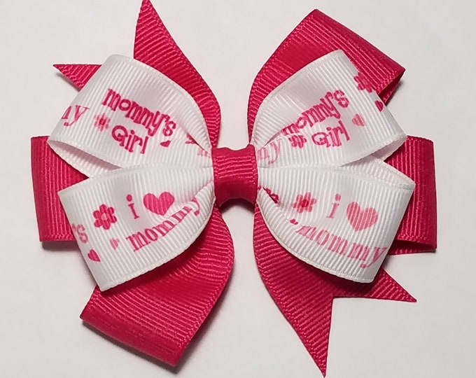 3.5" Mommy's Girl Hair Bow *You Choose Solid Bow Color*