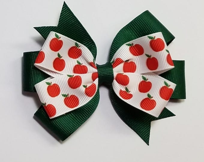 3.5" Apple Hair Bow *You Choose Solid Bow Color*