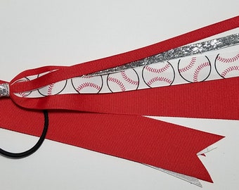 Baseball Ponytail Streamer *You Choose Solid Color- Glitter Color & Length*