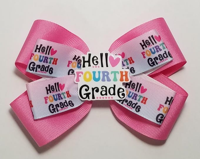 5" 4th Grade Hair Bow *You Choose Solid Bow Color*