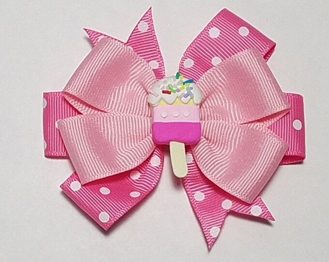 3.5" Ice Cream Sprinkles Hair Bow *You Choose Solid Bow Color*