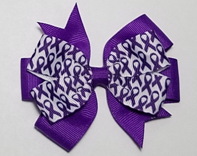 3.5" Purple Awareness Ribbon Hair Bow