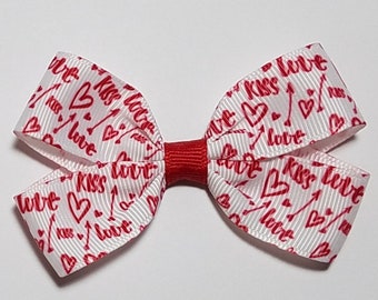 3" Love Heart Kiss Hair Bow