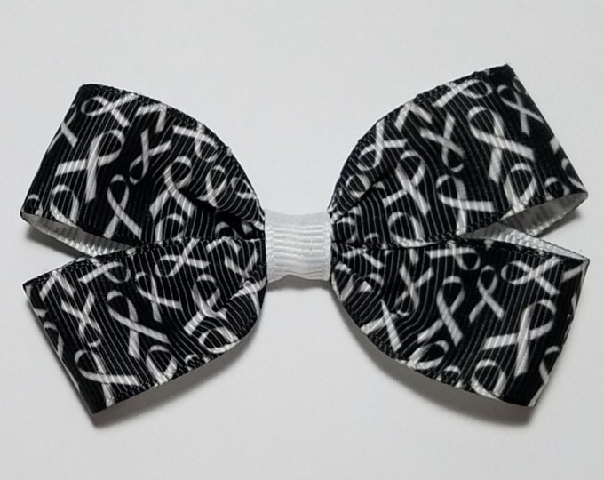 3" White Awareness Ribbon Hair Bow